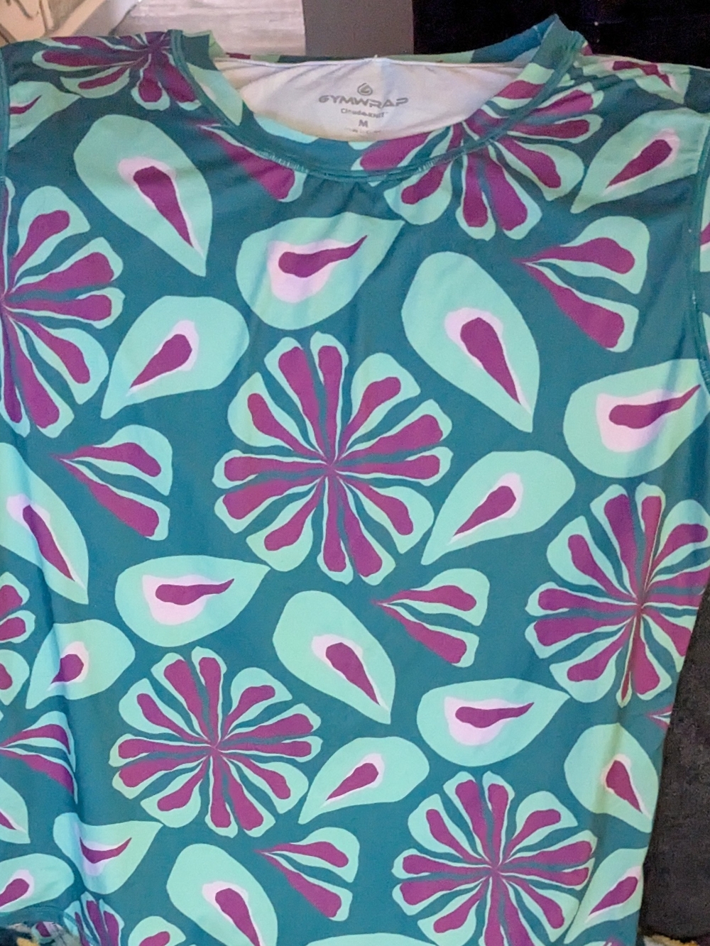 Gymwrap Cloudknit Teal Floral Performance Women's Tank Top